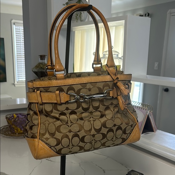 Coach Brown and Tan Signature Tote Bag - Picture 1 of 8
